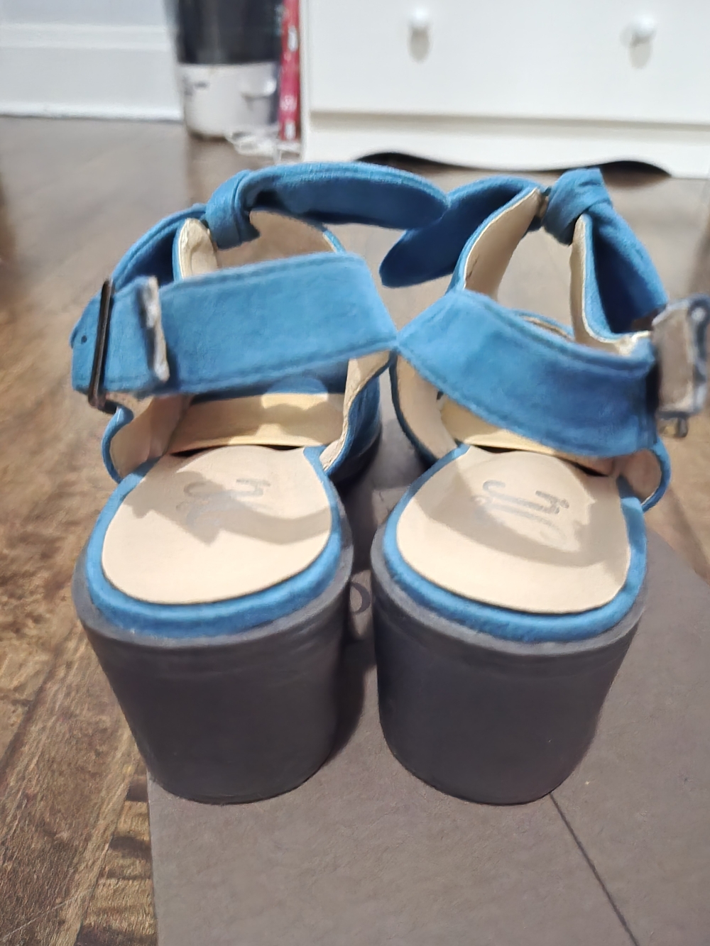 Blue Suede Bow Slingback Sandals - Women - Picture 2 of 6
